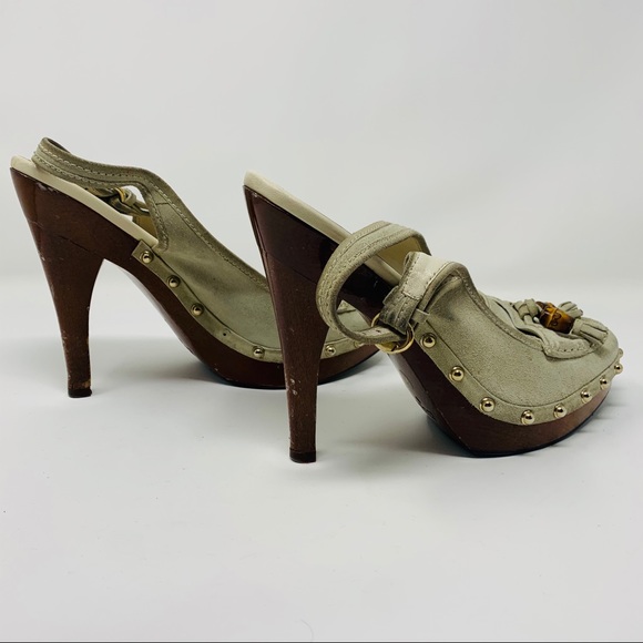 Authentic Gucci Suede Slingback Platform Heels - Picture 5 of 7